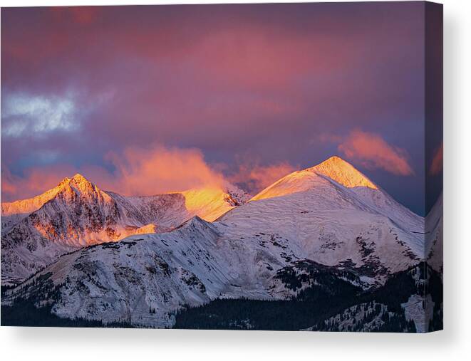 Breckenridge Canvas Print featuring the photograph Sun Kissed Peaks by Jeff Phillippi