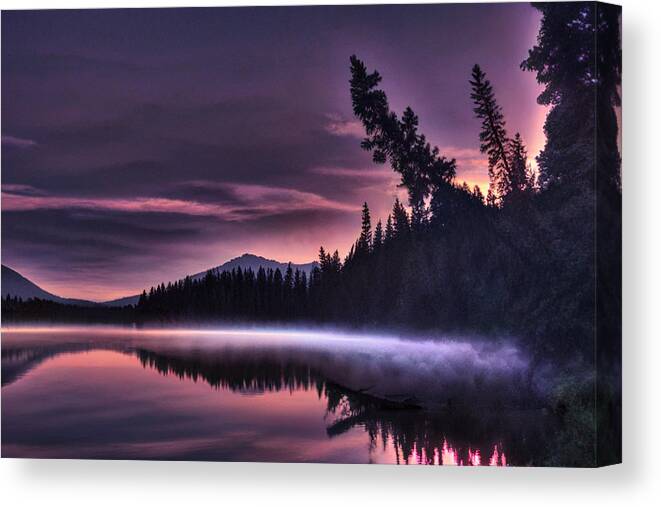 Water Canvas Print featuring the photograph Sun Rise on Fish Lake by Phil And Karen Rispin