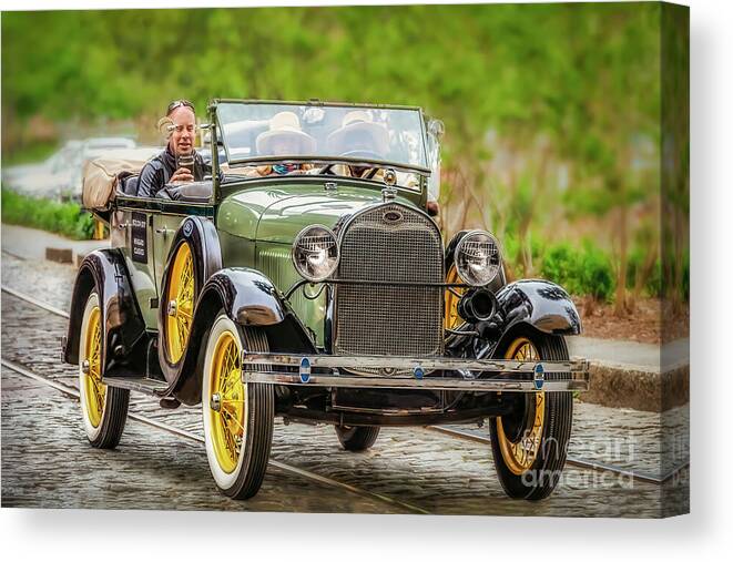Car Canvas Print featuring the photograph Sunday afternoon drive in a 1929 Ford Model A by Shelia Hunt