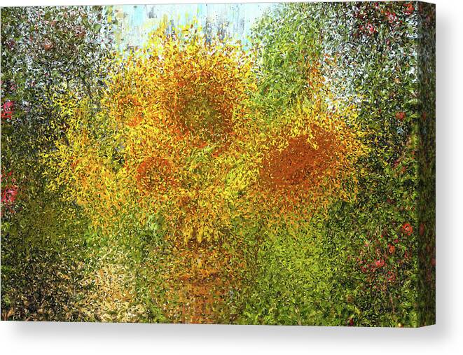 Sunflowers Canvas Print featuring the painting Sunflowers by Alex Mir