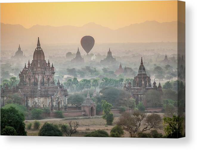 Sunrise Canvas Print featuring the photograph Sunrise at Bagan by Arj Munoz