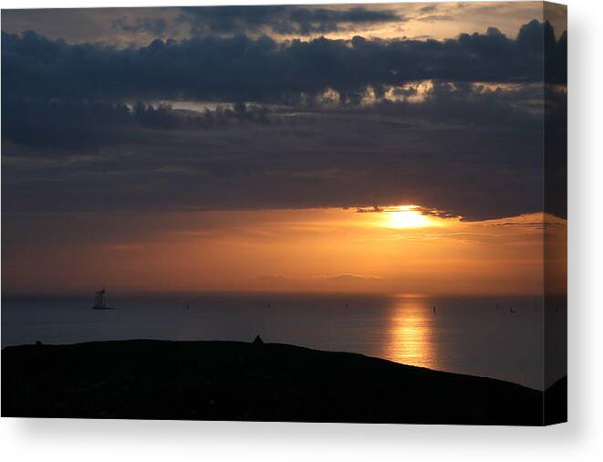 Sun Canvas Print featuring the photograph Sunrise over Wales by Christopher Rowlands