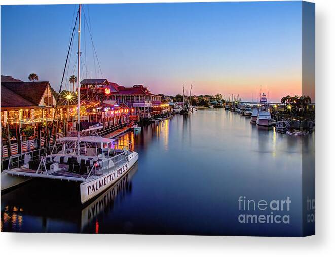 Shem Creek Canvas Print featuring the photograph Sunset at Shem Creek by Shelia Hunt