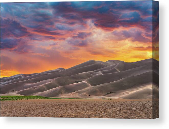 Great Sand Dunes National Park Canvas Print featuring the photograph Sunset At the Dunes by Darren White