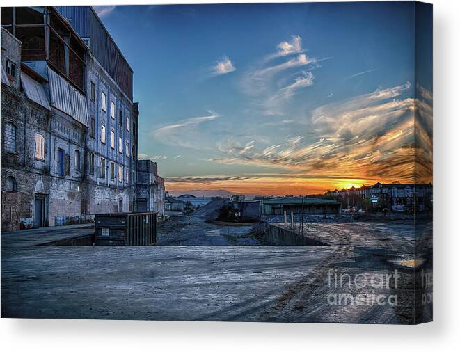 General Mills Canvas Print featuring the photograph Sunset at the Old General Mills by Shelia Hunt