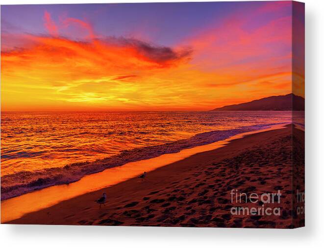 Zuma Beach Canvas Print featuring the photograph Sunset at Zuma Beach, CA by Rich Cruse