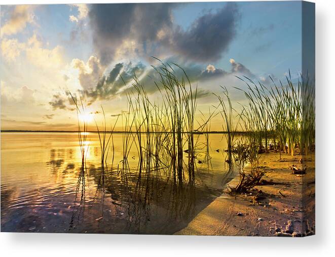 Clouds Canvas Print featuring the photograph Sunset Breezes by Debra and Dave Vanderlaan
