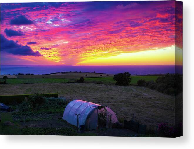 Atlantic Ocean Canvas Print featuring the photograph Sunset from Planguenoual - Orton glow Edition by Jordi Carrio Jamila