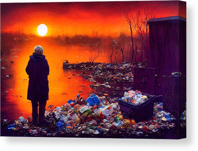 Figurative Canvas Print featuring the digital art Sunset In Garbage Land 42 by Craig Boehman