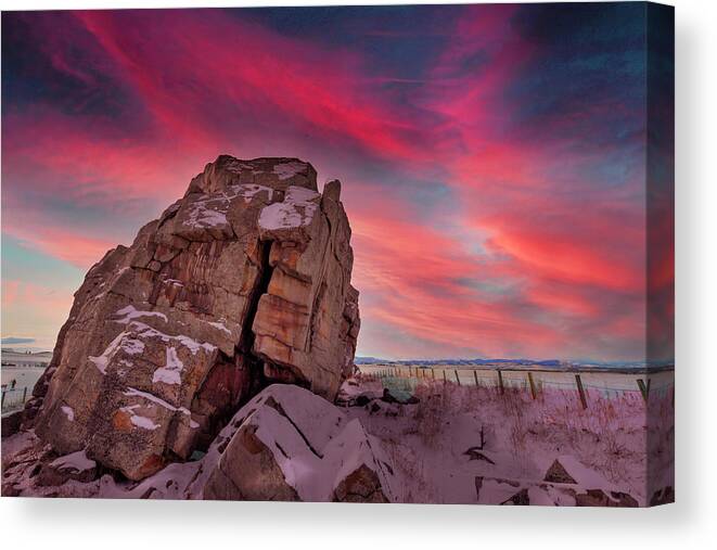 Sky Canvas Print featuring the photograph Sunset Near Okotoks Alberta by Phil And Karen Rispin