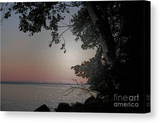 Sunset Canvas Print featuring the photograph Sunset on Lake Winnipeg by Mary Mikawoz