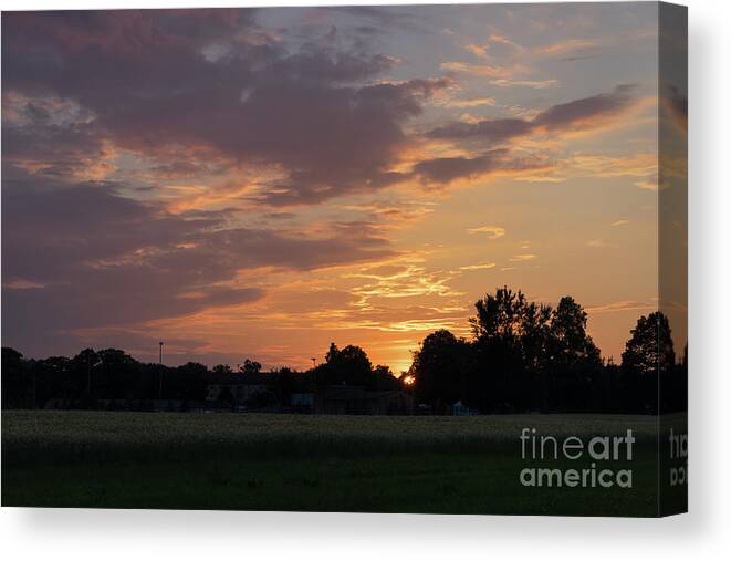 Sunset Canvas Print featuring the photograph Sunset at the edge of the forest 1 by Adriana Mueller