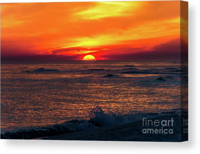 Sun Canvas Print featuring the photograph Sunset on the Horizon, Perdido Key, Florida by Beachtown Views