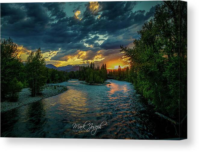 Landscape Canvas Print featuring the photograph Sunset on the Methow by Mark Joseph