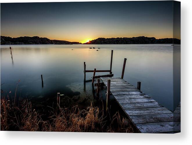 Sunset Canvas Print featuring the photograph Sunset Over Old Pier by Nicklas Gustafsson