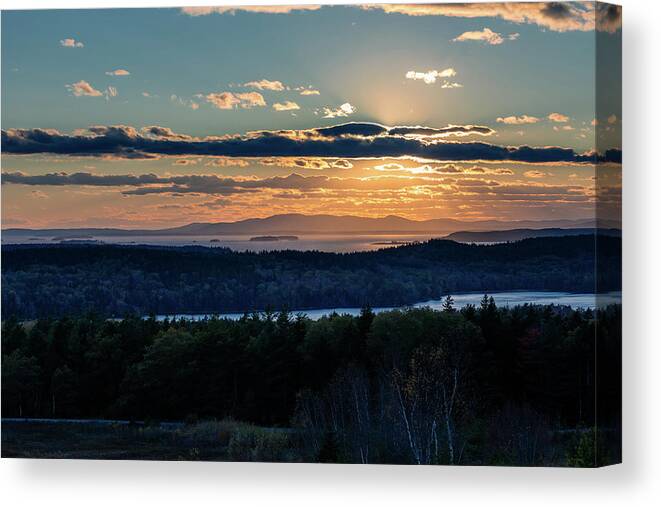 Sunset Canvas Print featuring the photograph Sunset over Penobscot Bay 1 by Craig A Walker