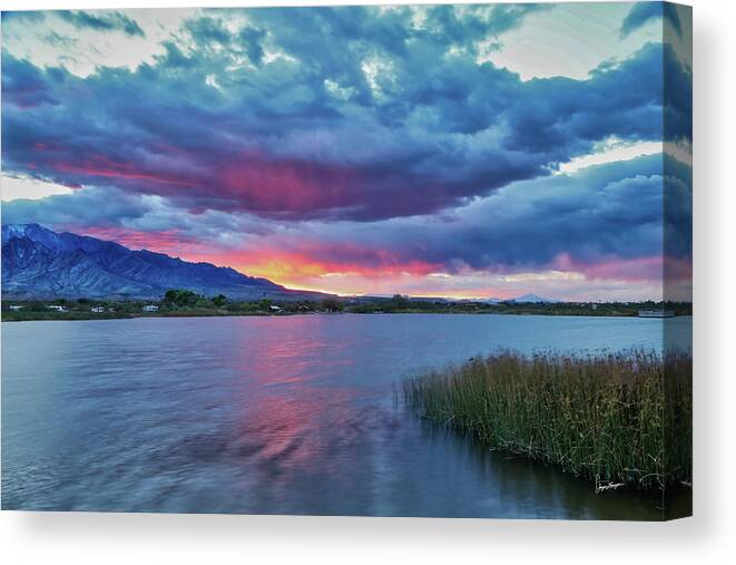 Roper Lake State Park Canvas Print featuring the photograph Sunset Over Roper Lake by Jurgen Lorenzen