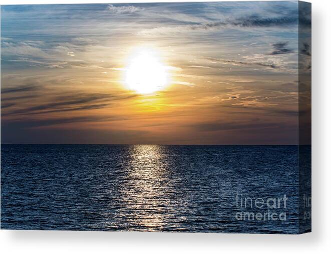 Sunset Canvas Print featuring the photograph Sunset over the Gulf of Mexico by Beachtown Views