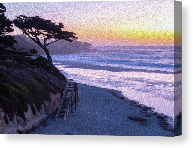Ngc Canvas Print featuring the photograph Sunset Painting at Carmel Beach by Robert Carter