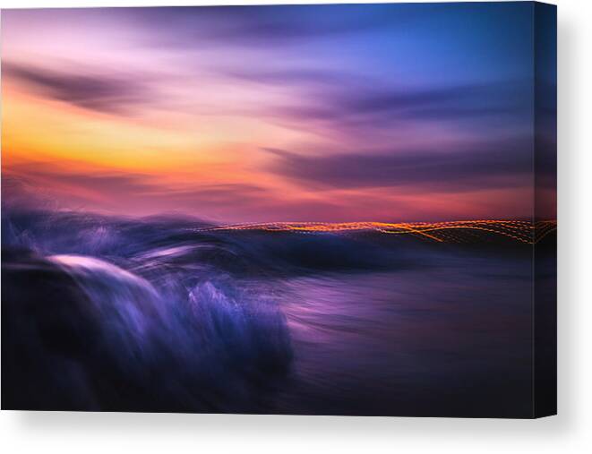 Ocean Photography Canvas Print featuring the photograph Sunset Rendevous by Sina Ritter