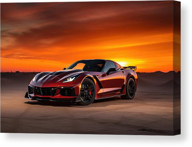 Zr1 Canvas Print featuring the painting Sunset Roar by Lourry Legarde