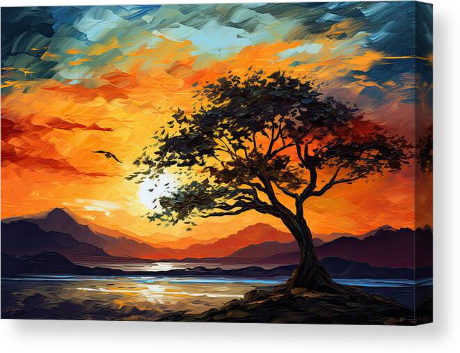 Sunset Canvas Print featuring the painting Sunset Serenade by Lourry Legarde