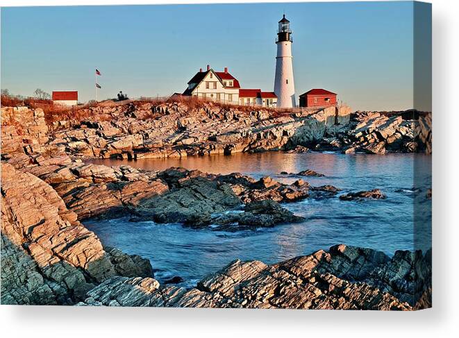 Cape Canvas Print featuring the photograph Sunshine at Portland Head by Frozen in Time Fine Art Photography