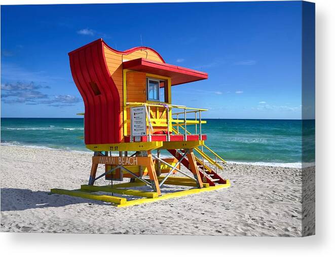 Suntide Canvas Print featuring the photograph Suntide - Miami Beach by Chrystyne Novack