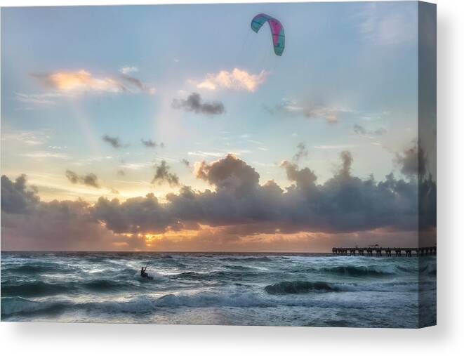 Clouds Canvas Print featuring the photograph Surfing with the Wind by Debra and Dave Vanderlaan