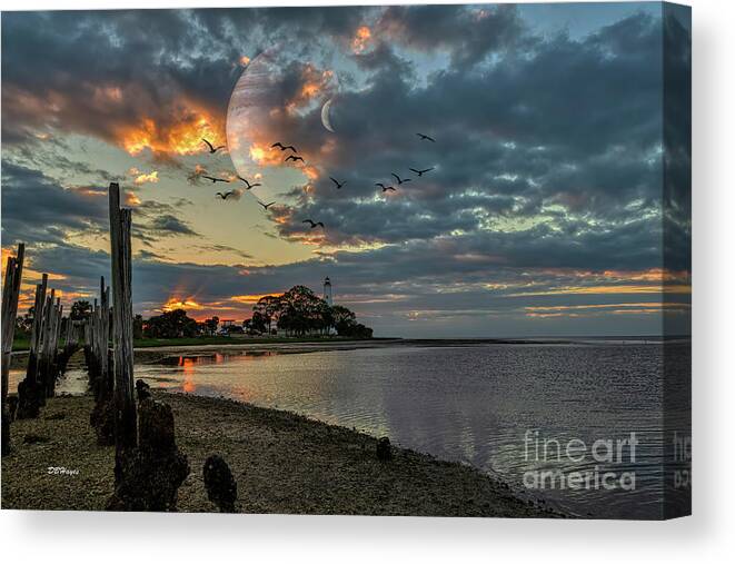 Sunrises Canvas Print featuring the photograph Surreal Lighthouse Sunrise by DB Hayes