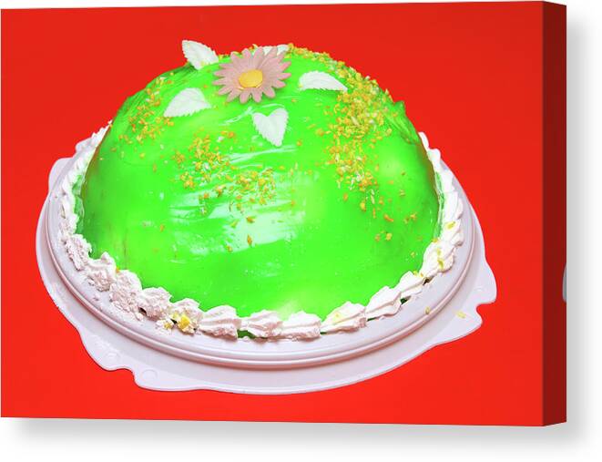Dessert Canvas Print featuring the photograph Sweet Cake With Green Jelly by Mikhail Kokhanchikov