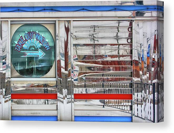 Diner Canvas Print featuring the photograph Take Out Window by Mary Bedy