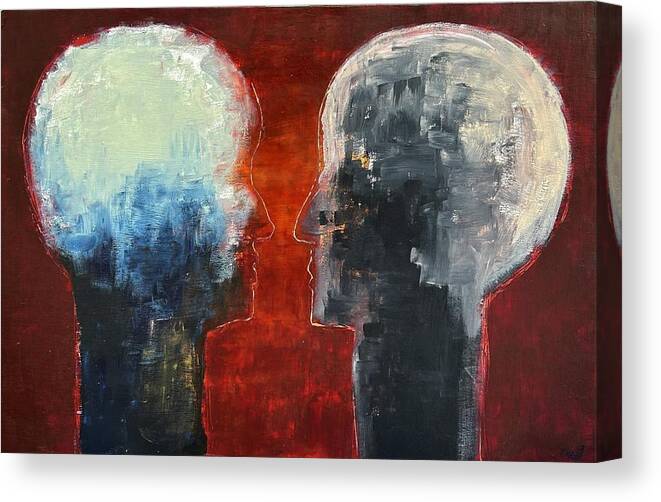 Acrylic. Dry Wall Canvas Print featuring the painting Talking Heads by David Euler