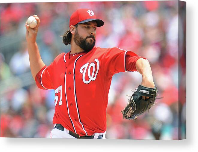 Baseball Pitcher Canvas Print featuring the photograph Tanner Roark by Mitchell Layton