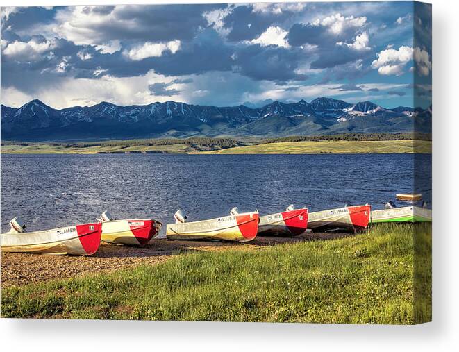 Boat Canvas Print featuring the photograph Taylor Park Reservoir Boats by Lorraine Baum