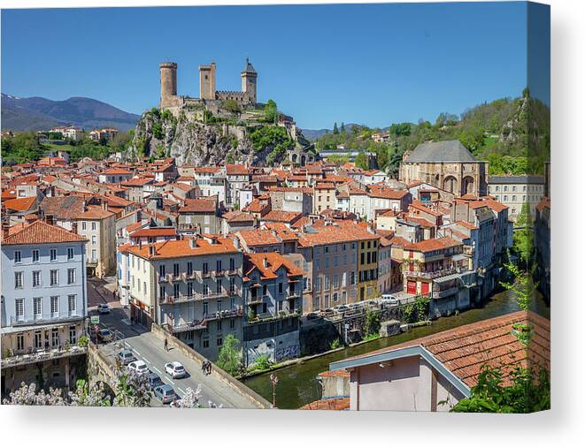 France Canvas Print featuring the photograph The Ancient Chateau of Foix by W Chris Fooshee