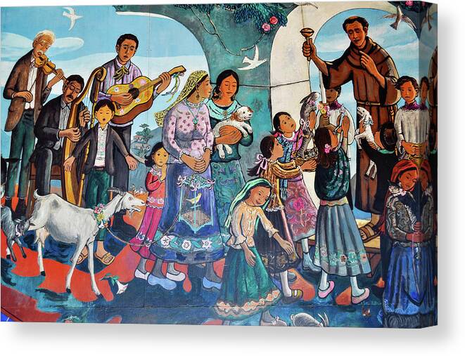 Olvera Street Canvas Print featuring the painting The Blessing of Animals Olvera Street by Kyle Hanson