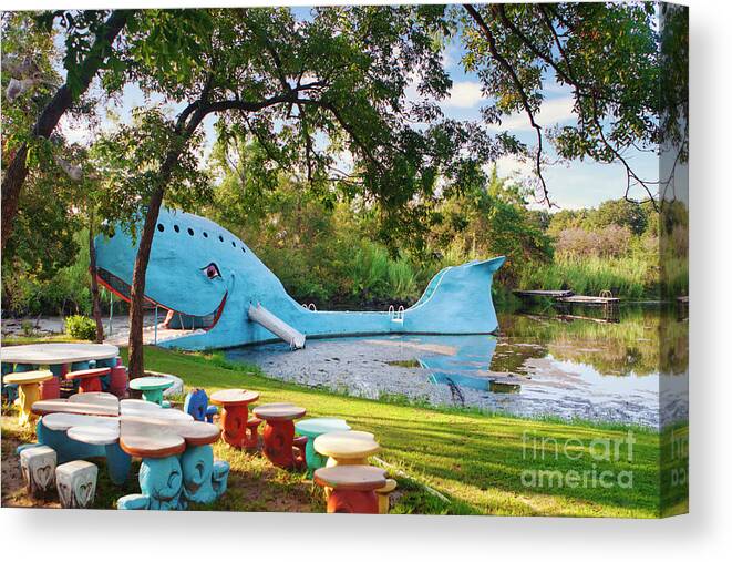 Blue Whale. Roadside Attraction Canvas Print featuring the photograph The Blue Whale by Andrea Smith