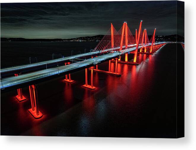 Hudson River Canvas Print featuring the photograph The Bridge in Red by Kevin Suttlehan