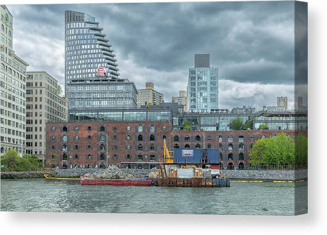 Barge Canvas Print featuring the photograph The Changing Brooklyn Waterfront by Cate Franklyn