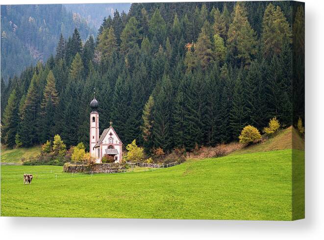 Italy Canvas Print featuring the photograph The church of Saint John, Ranui, Chiesetta di san giovanni in R by Michalakis Ppalis