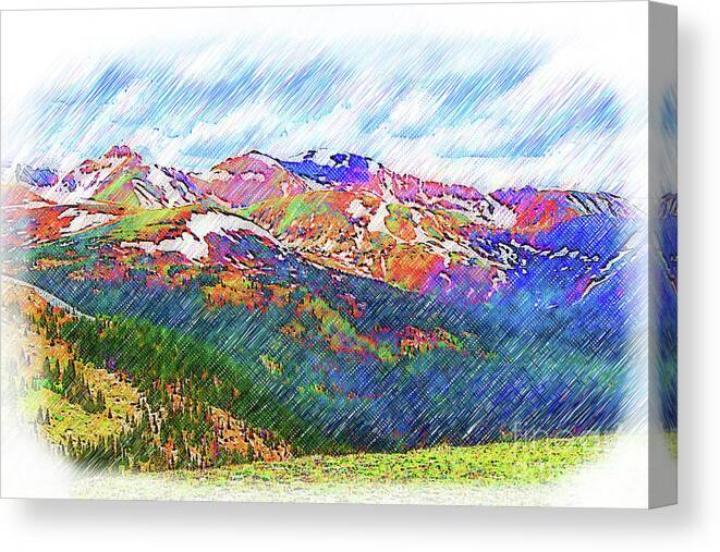 Loveland-pass Canvas Print featuring the digital art The Colorado Continental Divide on Loveland Pass by Kirt Tisdale