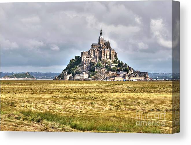 Mont St Michel Canvas Print featuring the photograph The Country Side of Mont Saint Michel - France by Paolo Signorini