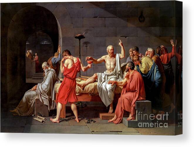 The Death Of Socrates Canvas Print featuring the photograph The Death of Socrates by Jacques Louis David by Carlos Diaz