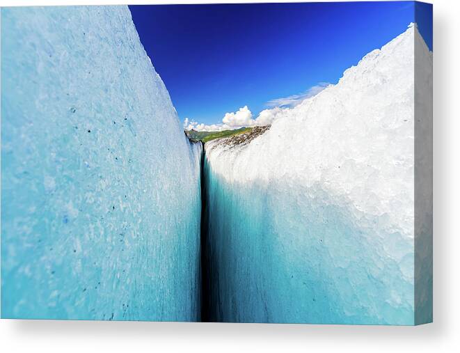 Alaska Canvas Print featuring the photograph The Depths of an Alaskan Crevasse by Kyle Lavey