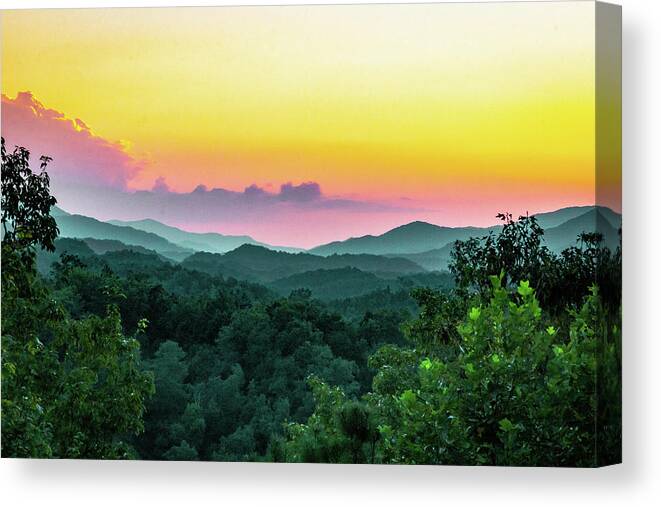 Sunset Canvas Print featuring the photograph The Evening Sunset by Demetrai Johnson