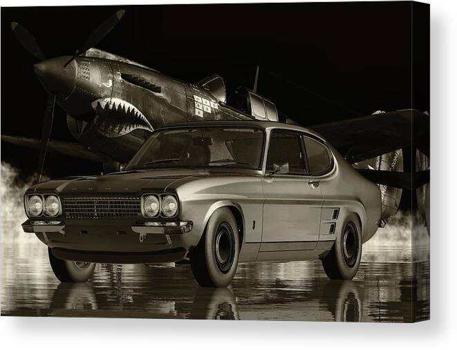 Ford Canvas Print featuring the digital art The Ford Capri From 1973 by Jan Keteleer