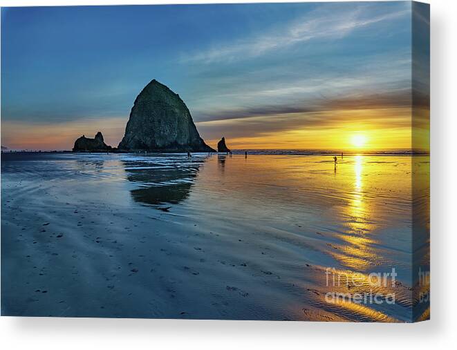 Sunset Canvas Print featuring the photograph The Haystack at Sunset by Tom Watkins PVminer pixs