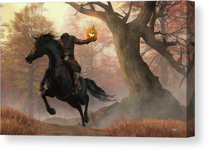 Headless Horseman Canvas Print featuring the digital art The Headless Horseman by Daniel Eskridge