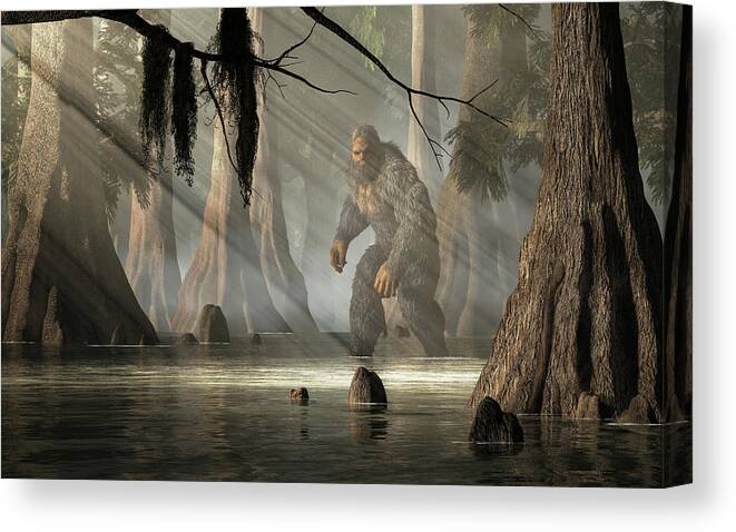 Honey Island Swamp Monster Canvas Print featuring the digital art The Honey Island Swamp Monster by Daniel Eskridge